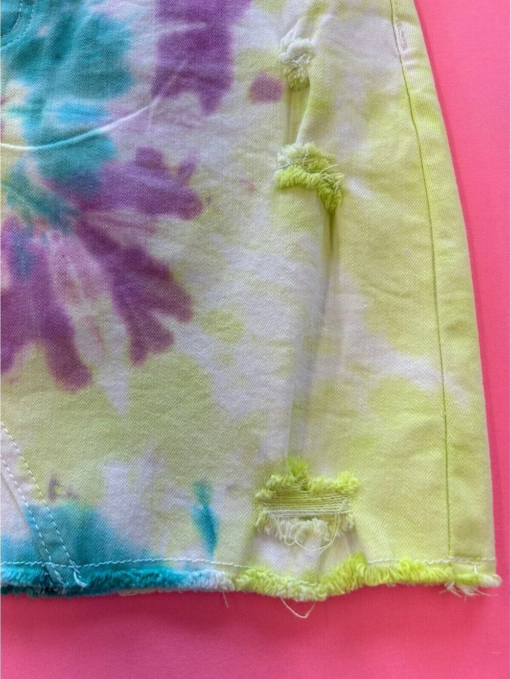 Justice High Rise Skirt. Multi Color Tie Dye. Distressed. Size 12. NWT